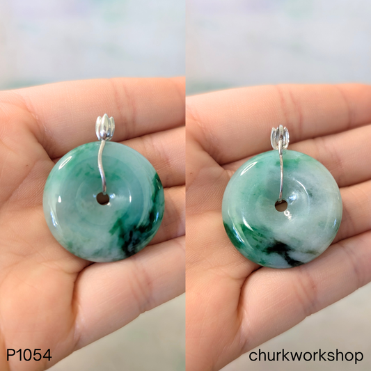 Rich green jade donut pendant