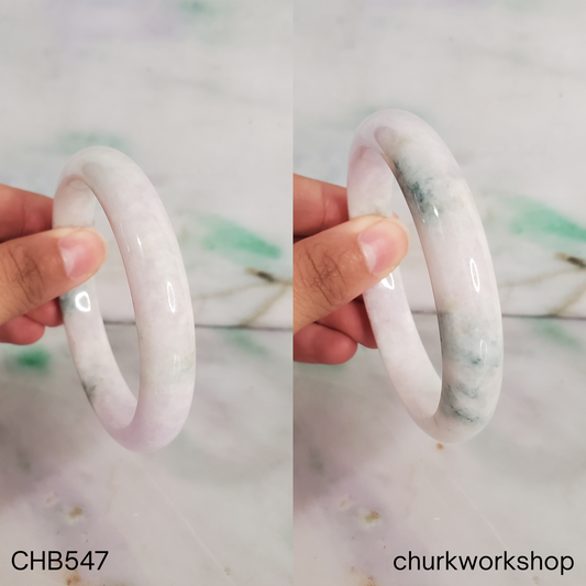 Pale lavender and blueish green splotches jade bangle
