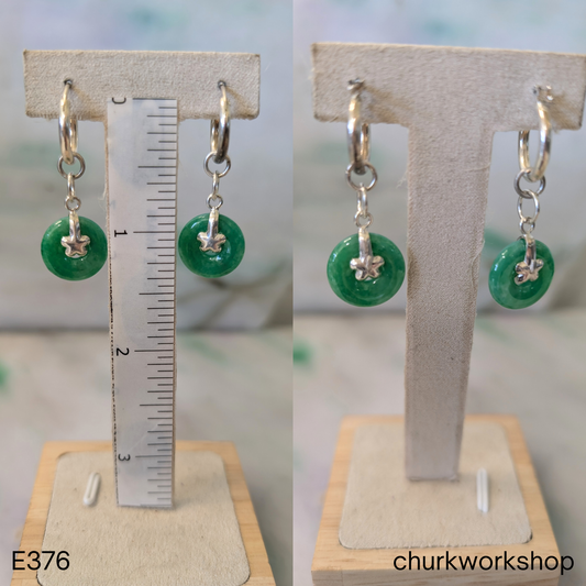 Forest green jade dangle earrings