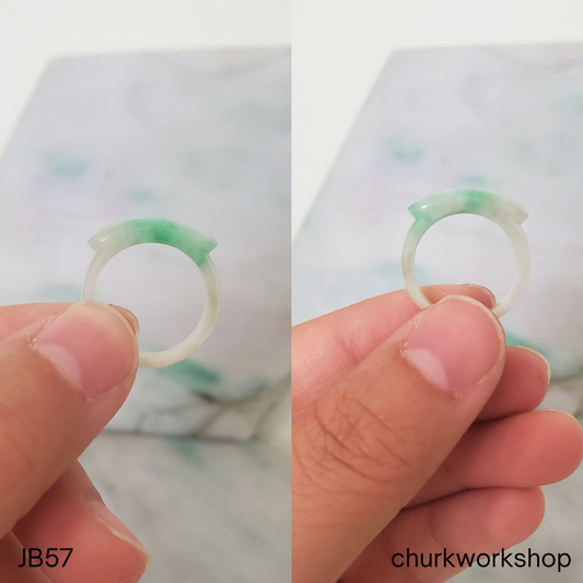 Unisex white and apple green jade band