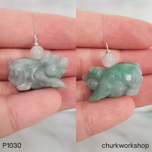 Blueish Green Jade Pig Pendant