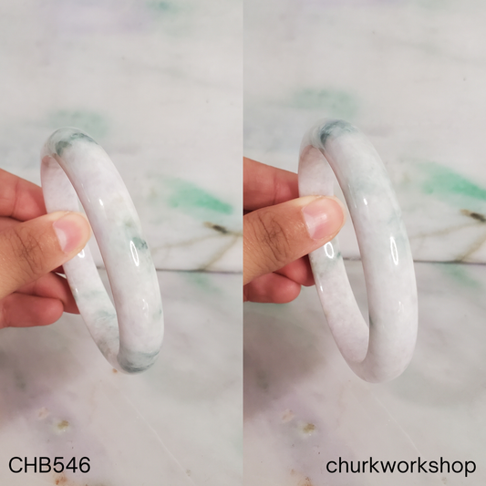 Pale lavender with blueish green splotches jade bangle