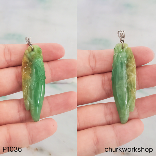 Cricket and Pepper carved pendant
