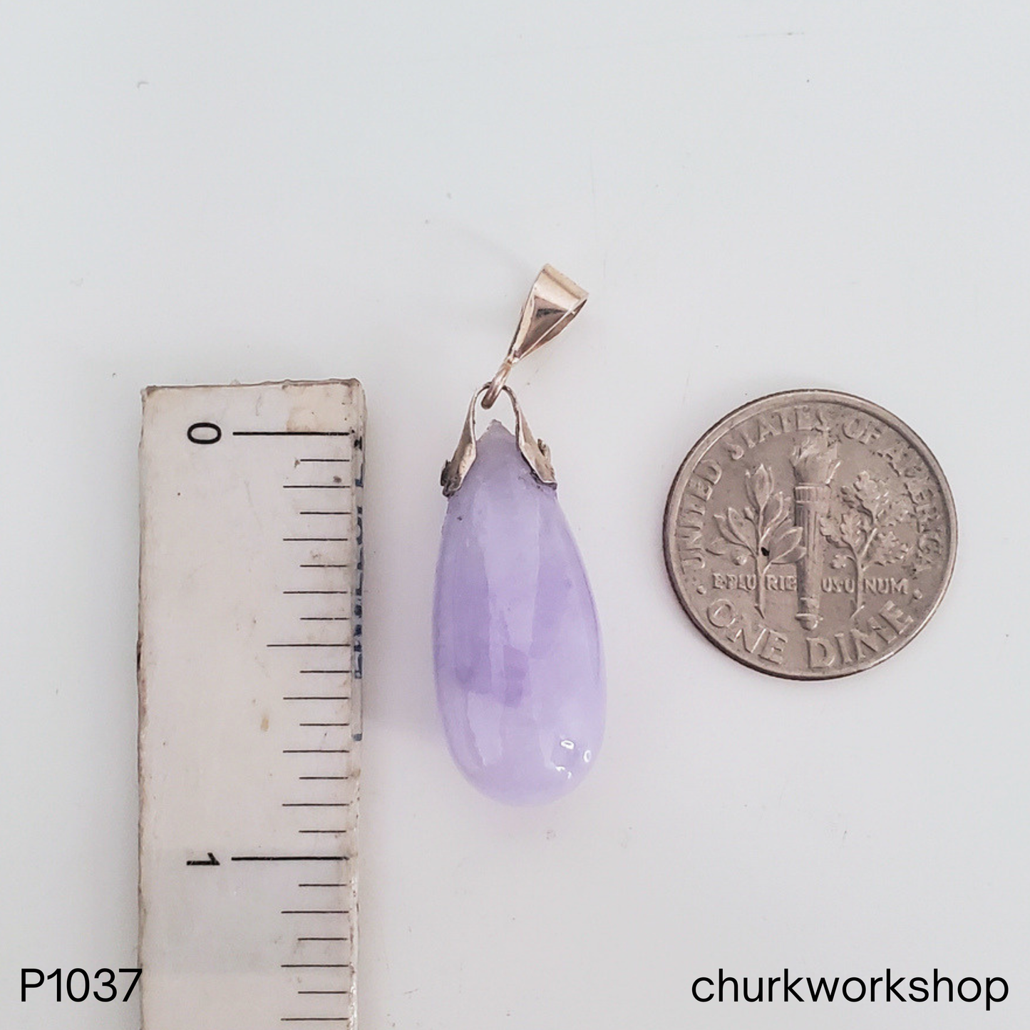 Lavender teardrop jade pendant