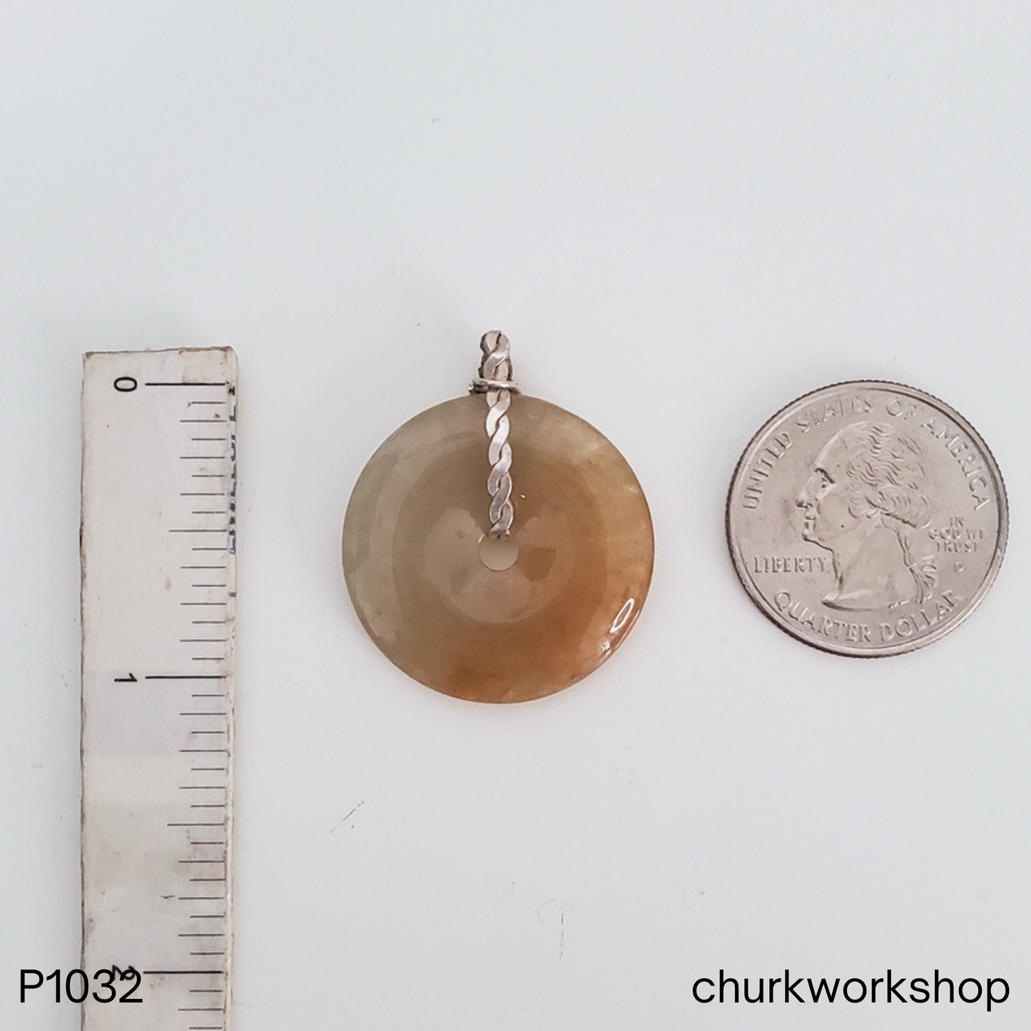 Brown jade donut pendant