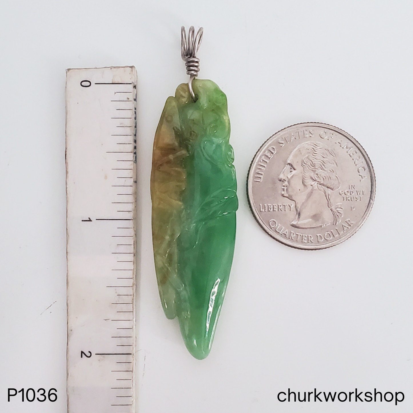 Cricket and Pepper carved pendant