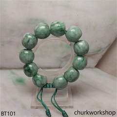 Green barrel beads jade bracelet