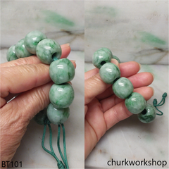 Green barrel beads jade bracelet