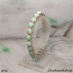 Light green jade silver bracelet