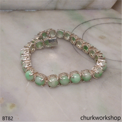 Light green jade silver bracelet