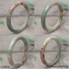 Reserved Large multi color jade bangle, red & green jade bangle(Fu Lu Shou) represent lucky