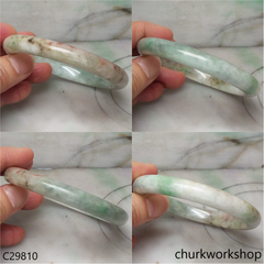 Reserved Large multi color jade bangle, red & green jade bangle(Fu Lu Shou) represent lucky