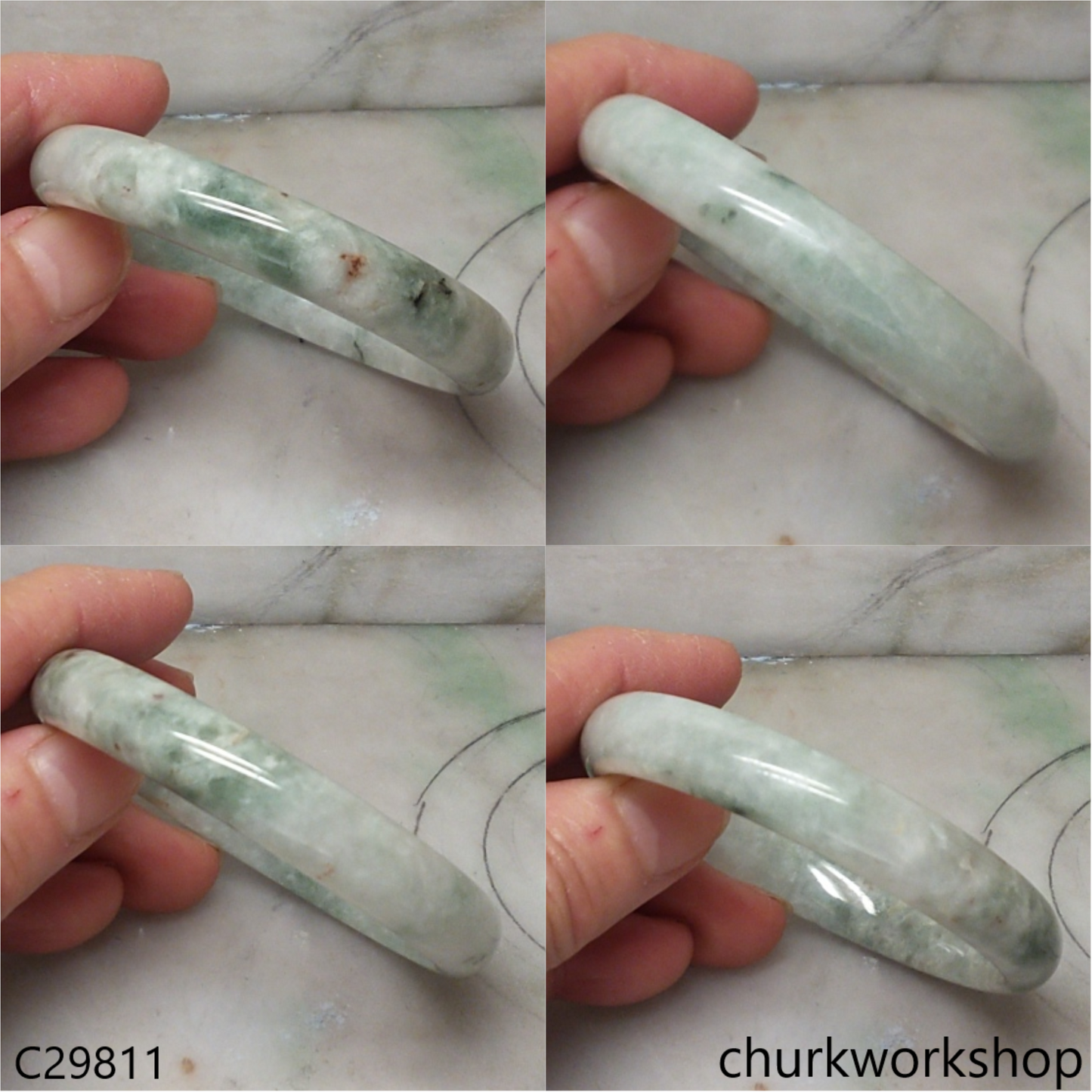 Light green mix bluish green jade bangle