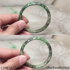 Grayish green mix light & dark green jade bangle