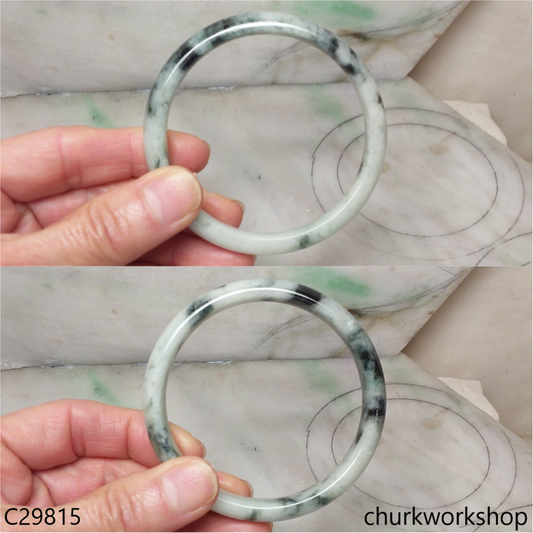 Large light green mix dark green jade bangle