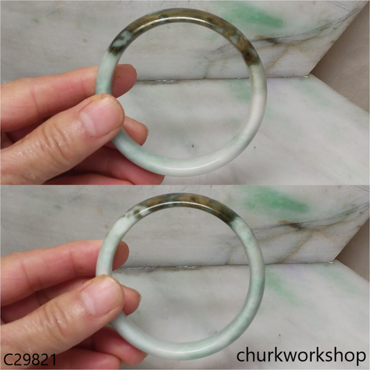 Light green with dark brown splotches jade bangle
