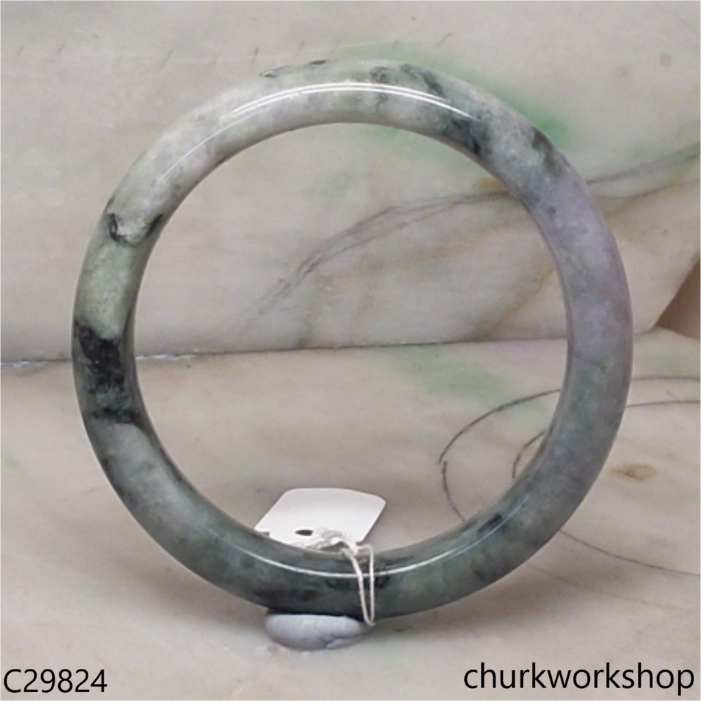 Grayish lavender mix dark green jade bangle