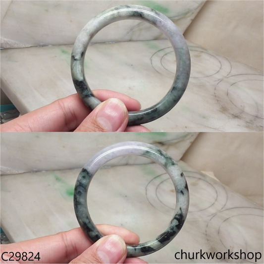 Grayish lavender mix dark green jade bangle