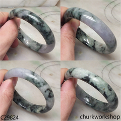 Grayish lavender mix dark green jade bangle