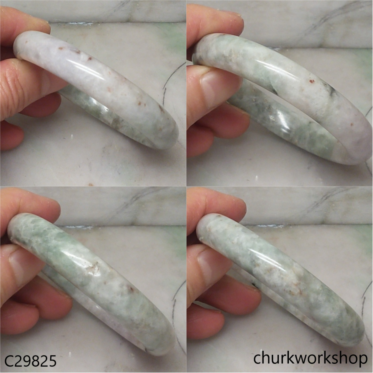Light green mix bluish green & pale lavender jade bangle