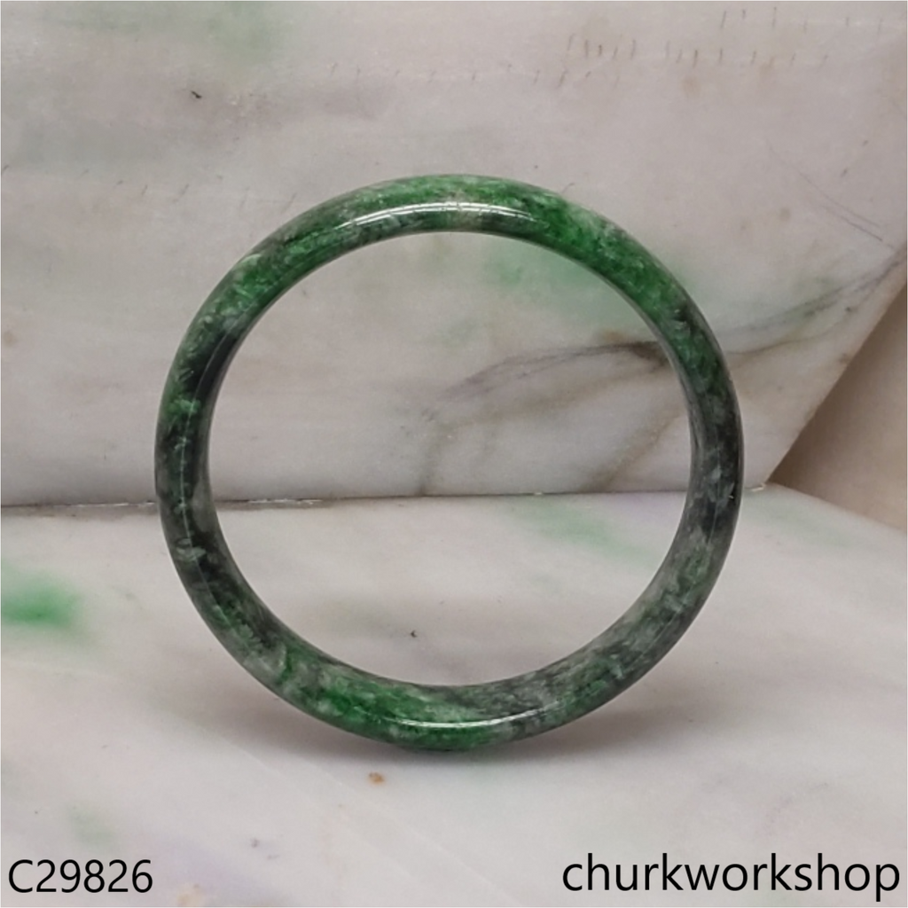 Green mix black splotches jade bangle