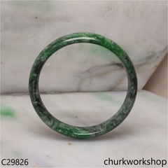 Green mix black splotches jade bangle