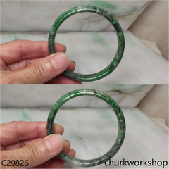 Green mix black splotches jade bangle