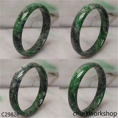Green mix black splotches jade bangle
