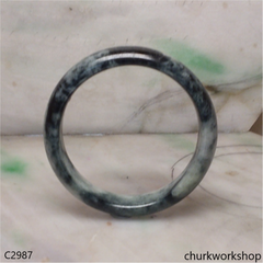 Moss green mix black splotches jade bangle