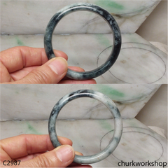 Moss green mix black splotches jade bangle