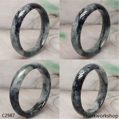 Moss green mix black splotches jade bangle