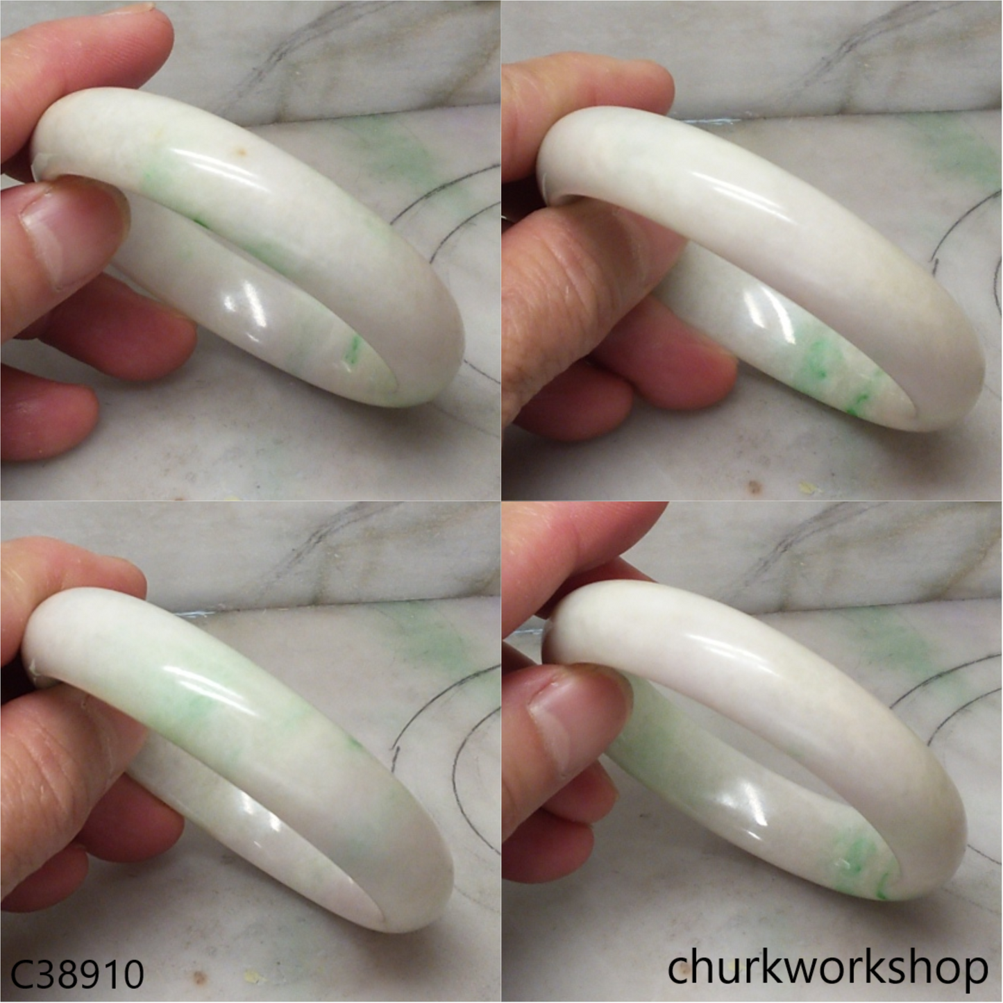 White base mix pale lavender with splotches green