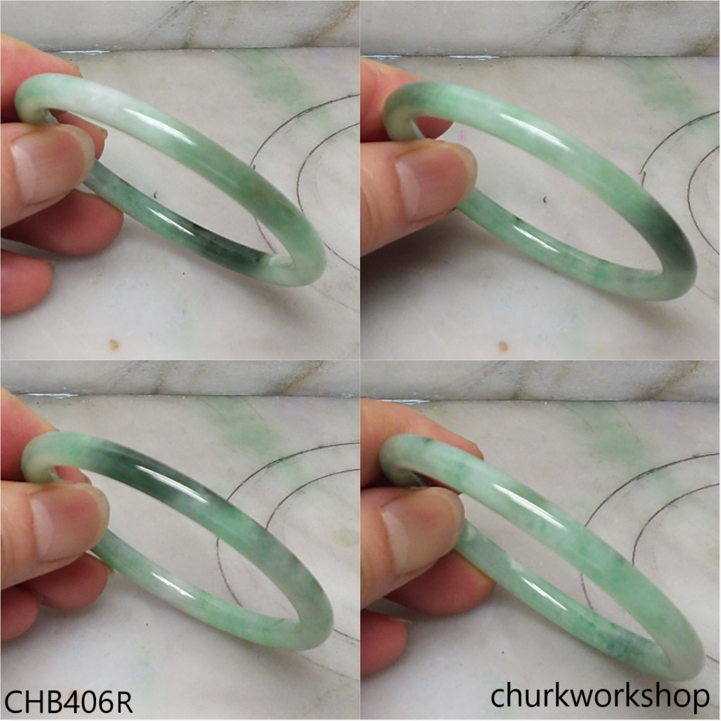 Slim green jade bangle
