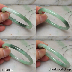 Slim green jade bangle