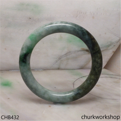 Light and dark green jade bangle