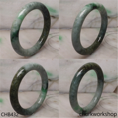 Light and dark green jade bangle