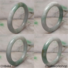 Large light green with splotches green jade bangle