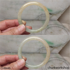 Pale green mix yellowish jade bangle