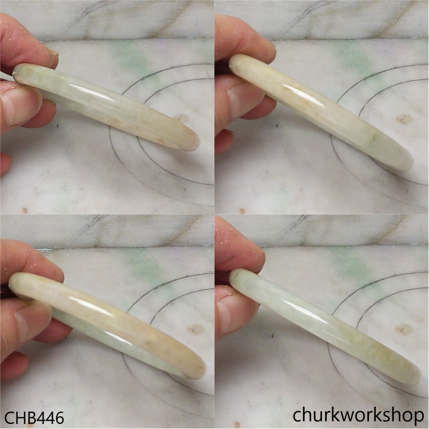 Pale green mix yellowish jade bangle