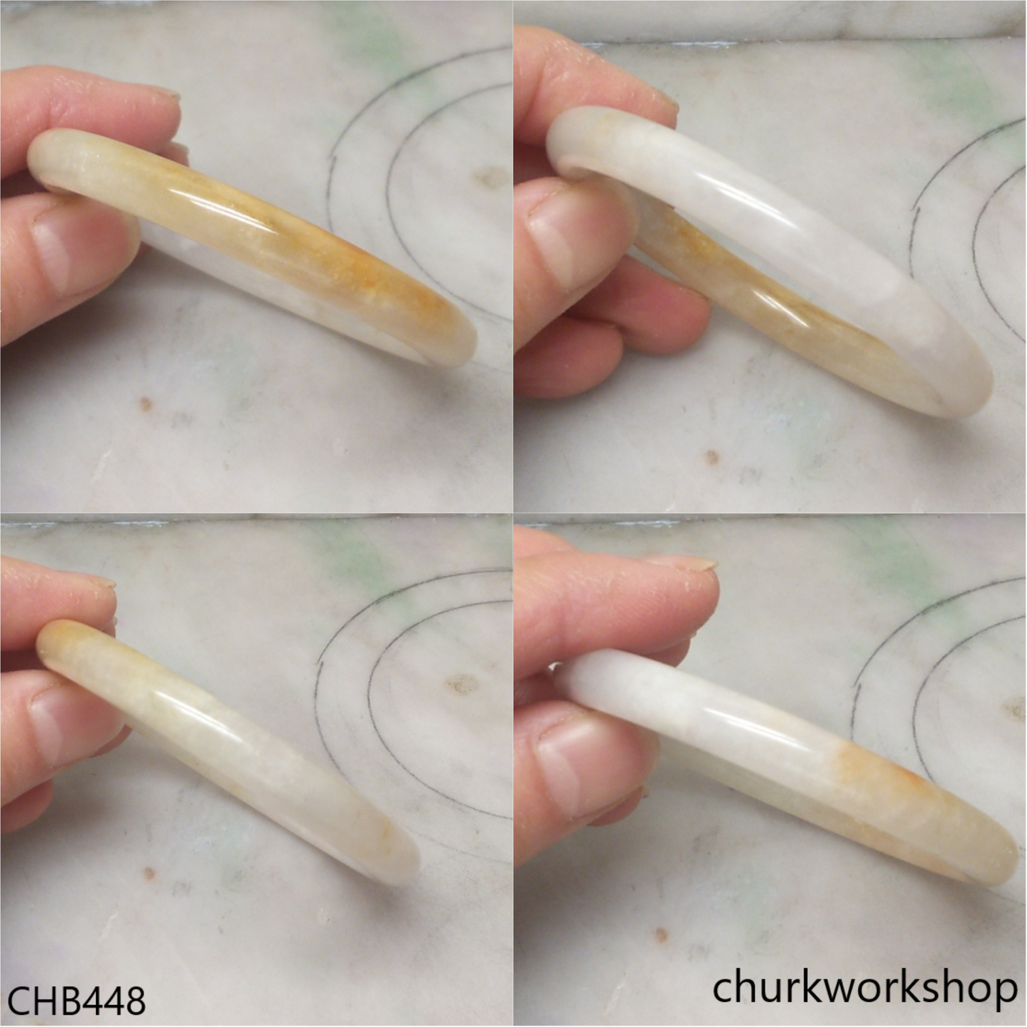 Yellowish mix pale lavender jade bangle