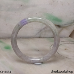 Light green mix lavender splotches jade bangle