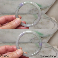 Light green mix lavender splotches jade bangle