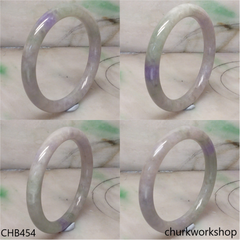 Light green mix lavender splotches jade bangle