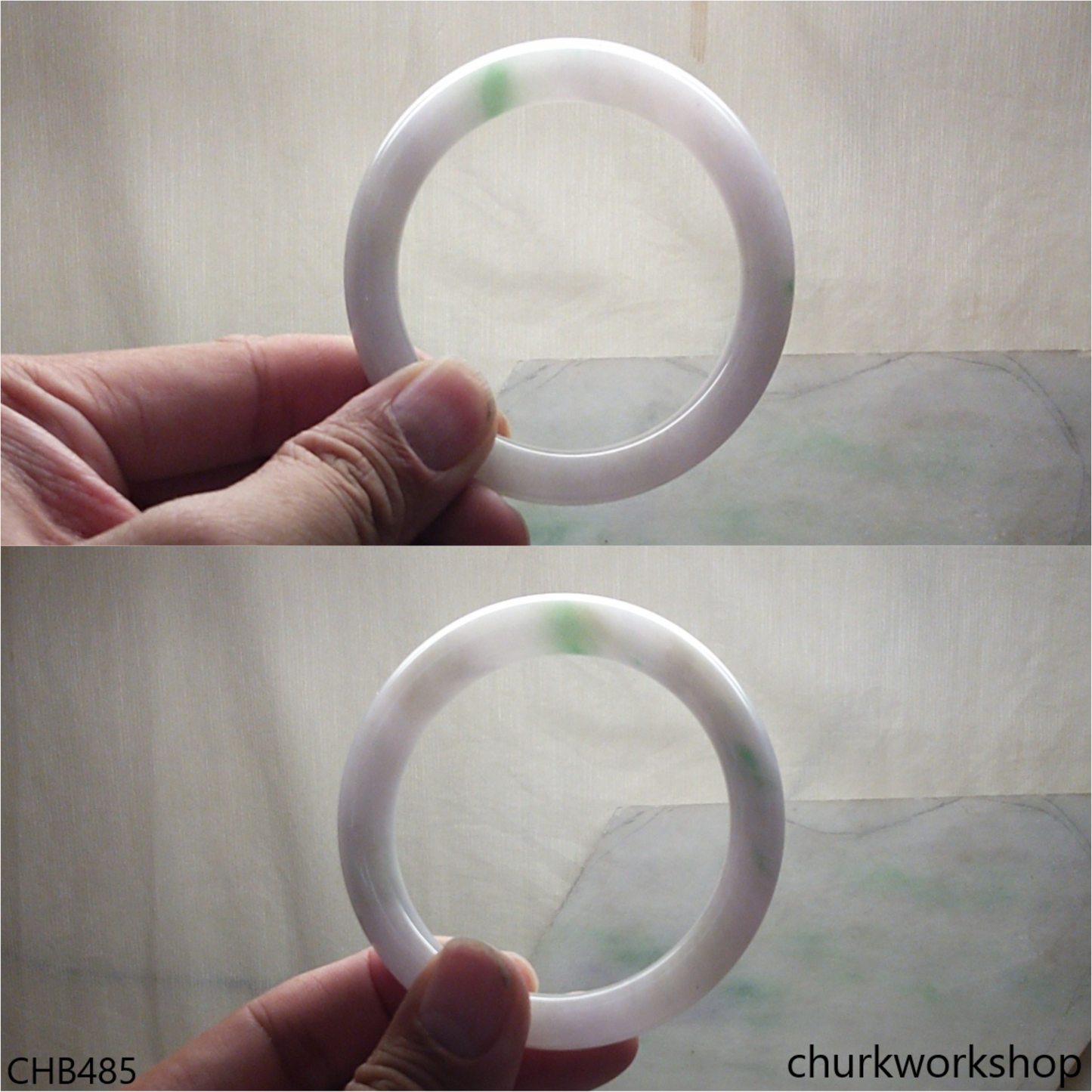 Lavender with green splotches jade bangle