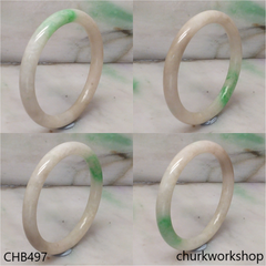 White base with splotches green jade bangle