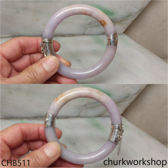Pink lavender hinges jade bangle