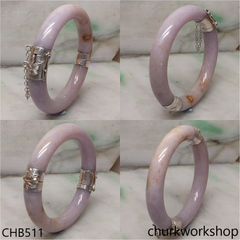 Pink lavender hinges jade bangle