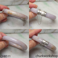 Pink lavender hinges jade bangle