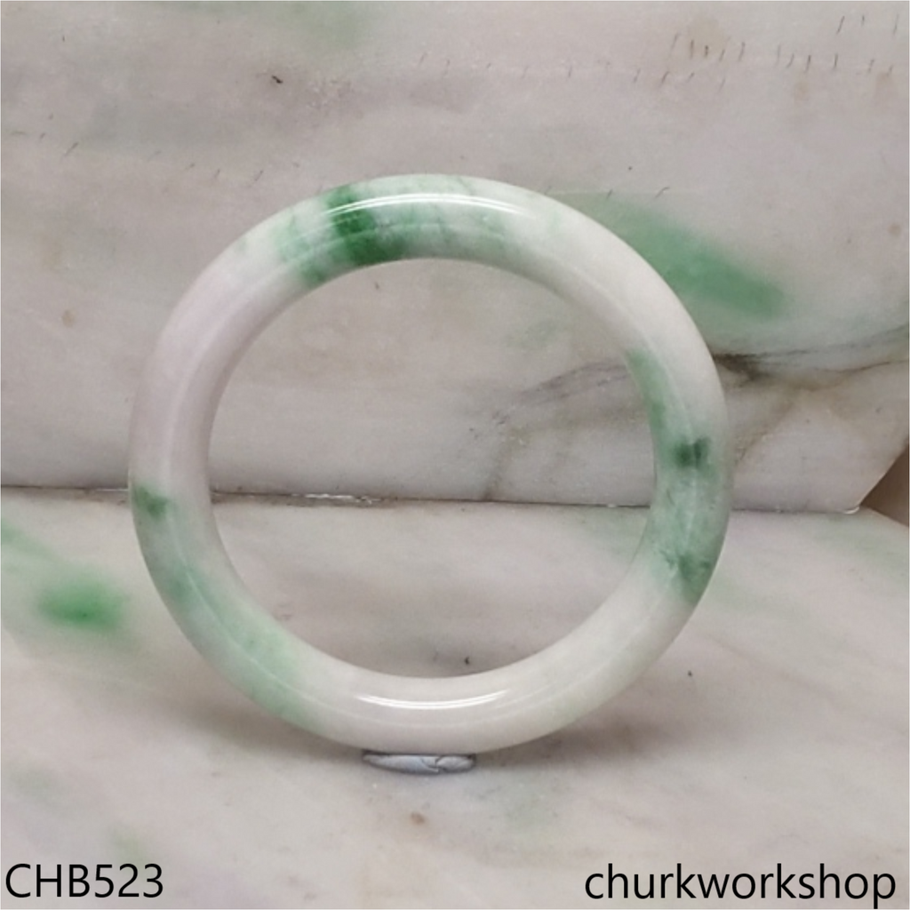 White base with splotches green & bluish green jade