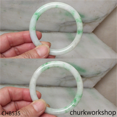 White base with splotches green jade bangle